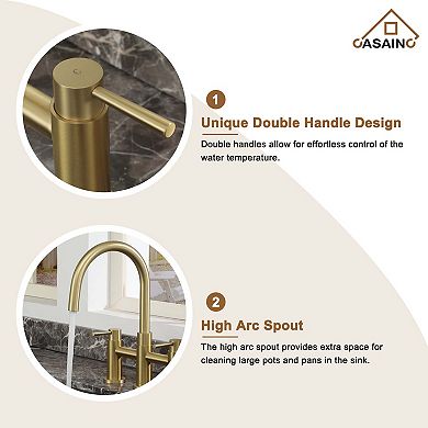 Sleek Bridge Kitchen Faucet with Side Spray 1.8 GPM