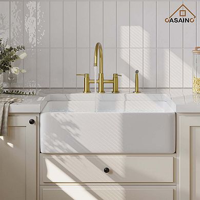 Sleek Bridge Kitchen Faucet with Side Spray 1.8 GPM