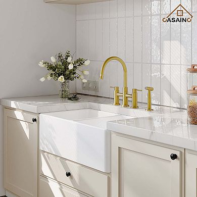 Sleek Bridge Kitchen Faucet with Side Spray 1.8 GPM