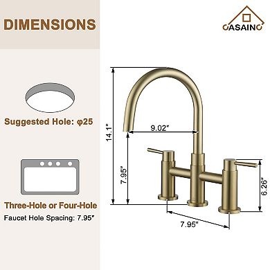 Sleek Bridge Kitchen Faucet with Side Spray 1.8 GPM