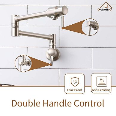CASAINC Contemporary Wall Mount Swing Arm Folding Pot Filler Kitchen Faucet