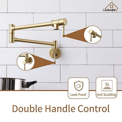 CASAINC Traditional Wall Mount Swing Arm Folding Pot Filler Kitchen Faucet