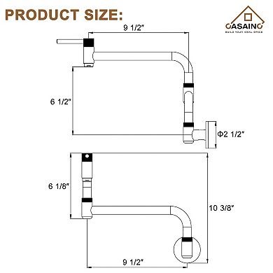 CASAINC 1.8 Flow Wall Mount Swing Arm Folding Pot Filler Kitchen Faucet