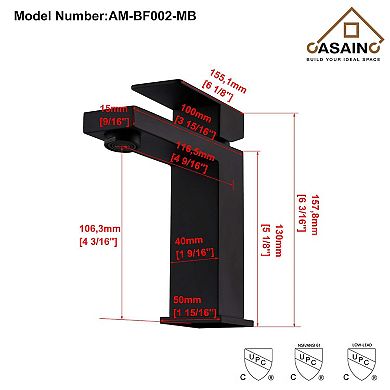 Single Hole Single Handle Bathroom Faucet 1.5 GPM
