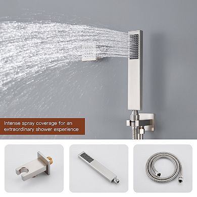 4-Spray Dual Shower Head Ceiling Mount 2.5 GPM with 6-Body Jets, LED and Music