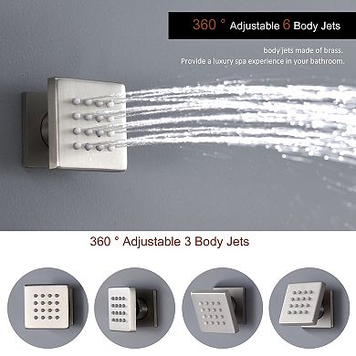 4-Spray Dual Shower Head Ceiling Mount 2.5 GPM with 6-Body Jets, LED and Music