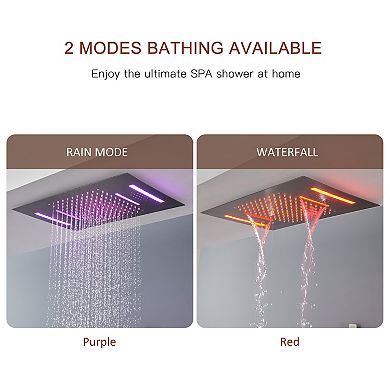 4-Spray Dual Shower Head Ceiling Mount 2.5 GPM with 6-Body Jets, LED and Music