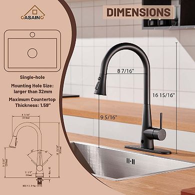 1.8 GPM Single Handle Pull Down Sprayer Kitchen Faucet with Touchless Sensor
