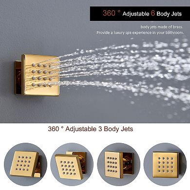4-Spray 2.5 GPM Ceiling Mount Dual Shower Head with 6-Body Jets, LED, and Music