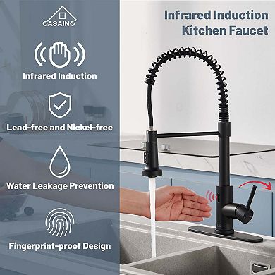 1.8 GPM Pull Down Touchless Sensor Single Handle Kitchen Faucet with Accessories