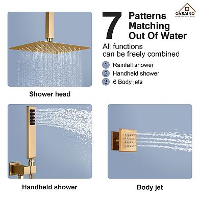Luxury Thermostatic 3-Spray 12 in. Dual Shower Head Ceiling Mount Fixed and Handheld Shower Head