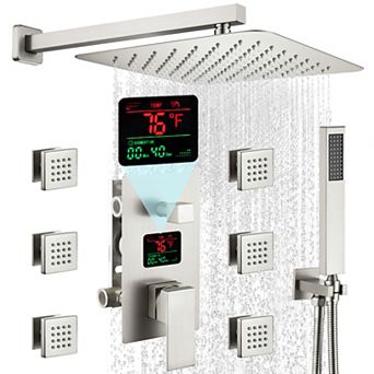 Pressure-Balanced 3-Spray 2.5 GPM Wall Mount Dual Shower Head with 6-Body Jets