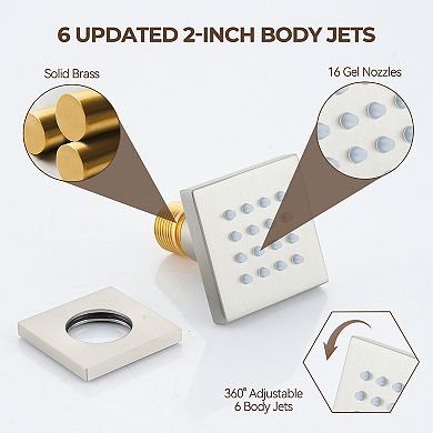 Pressure-Balanced 3-Spray 2.5 GPM Wall Mount Dual Shower Head with 6-Body Jets