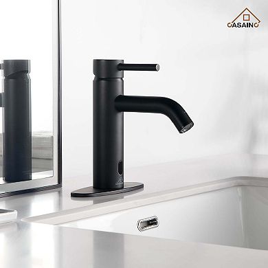 Single Handle Touchless Sensor Black Bathroom Sink Faucet