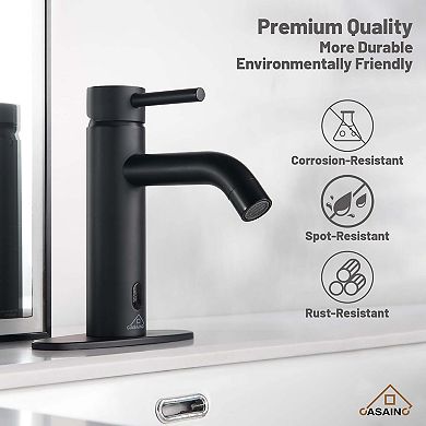 Single Handle Touchless Sensor Black Bathroom Sink Faucet