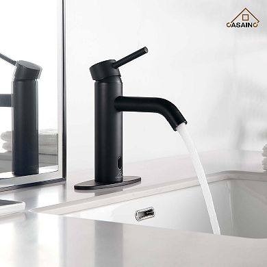 Single Handle Touchless Sensor Black Bathroom Sink Faucet