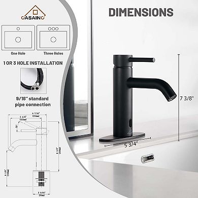 Single Handle Touchless Sensor Black Bathroom Sink Faucet