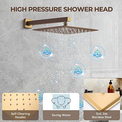 3-Spray 12 in. Dual Shower Head Wall Mount Fixed and Handheld Shower Head 2.5 GPM with 6-Body Jets