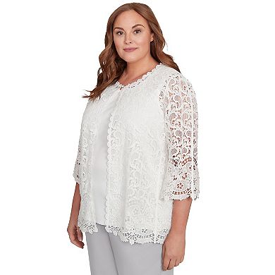 Plus Size Alfred Dunner Embellished Lace Two-in-One Top