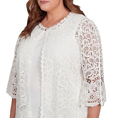 Plus Size Alfred Dunner Embellished Lace Two-in-One Top