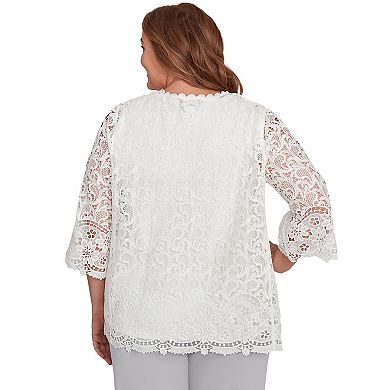 Plus Size Alfred Dunner Embellished Lace Two-in-One Top