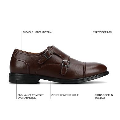 VANCE Dillon Comfort Cap-toe Double Monk Strap Men's Flexible Dress Shoes