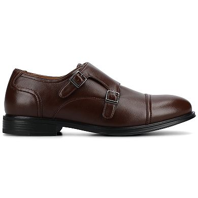 VANCE Dillon Comfort Cap-toe Double Monk Strap Men's Flexible Dress Shoes