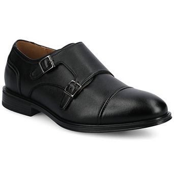 VANCE Dillon Comfort Cap-toe Double Monk Strap Men's Flexible Dress Shoes
