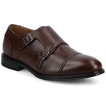 VANCE Dillon Comfort Cap-toe Double Monk Strap Men's Flexible Dress Shoes