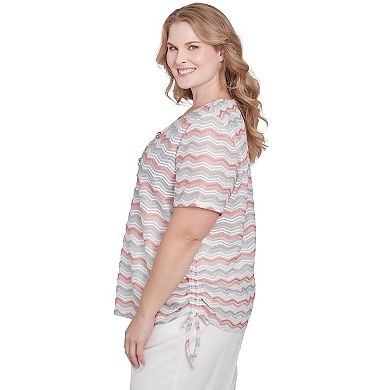 Plus Size Alfred Dunner Chevron Shimmer Tee with Necklace