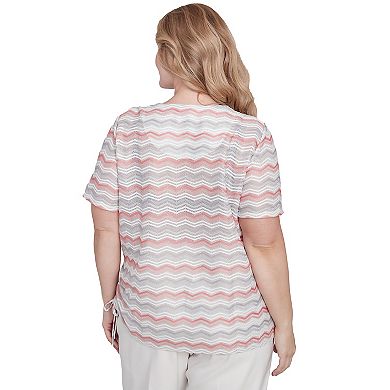 Plus Size Alfred Dunner Chevron Shimmer Tee with Necklace