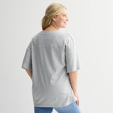 Juniors' Plus Size SO® Varsity Boyfriend Graphic Tee