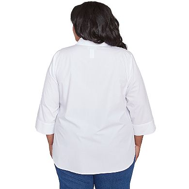 Plus Size Alfred Dunner Pearl Studded Button Down Top