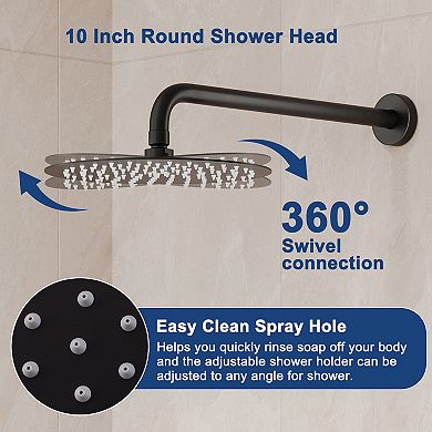 10" Wall Mounted Round Rainfall Shower System Set