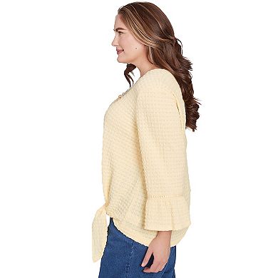 Plus Size Alfred Dunner Tie Front Textured Tee with Necklace