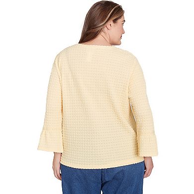 Plus Size Alfred Dunner Tie Front Textured Tee with Necklace
