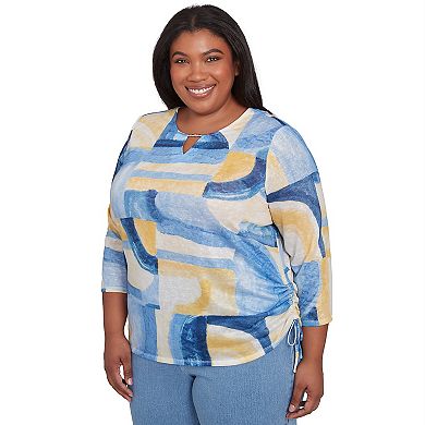 Plus Size Alfred Dunner Watercolor Patchwork Geometric Top