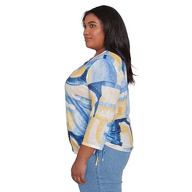 Plus Size Alfred Dunner Watercolor Patchwork Geometric Top