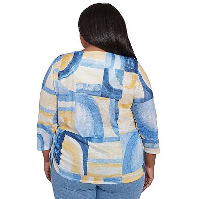 Plus Size Alfred Dunner Watercolor Patchwork Geometric Top
