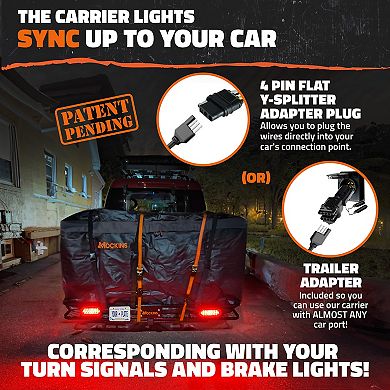 Mockins 60x20x6 Trailer Hitch Cargo Carrier w/ Rear Lights, License Plate Holder and Accessories