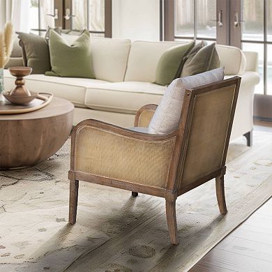 Martha Stewart Morgan Cane Accent Chair with Removable Back Cushion