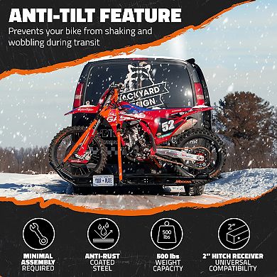 Mockins 500 lbs.Capacity 83"Lx6"W Dirt Bike Hitch Carrier with Tilting Loading Ramp