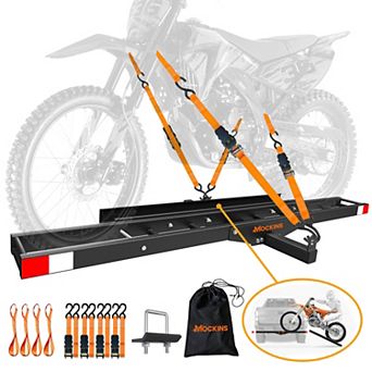 Mockins 73" Anti-Tilt Dirt Bike Carrier Hitch Mount with Loading Ramp, Straps and Stabilizer