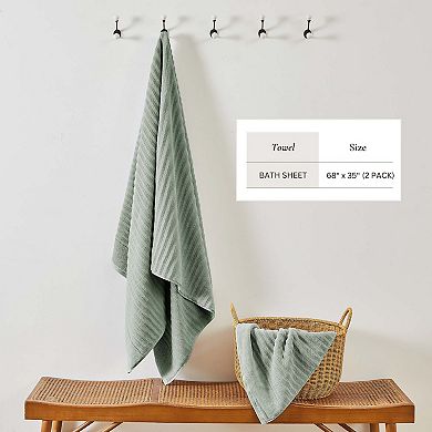 Madelinen® 2-Pack Premium Cotton Textured Bath Sheet Set