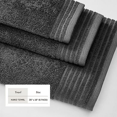 Madelinen® 6-Pack Premium Cotton Textured Hand Towel Set