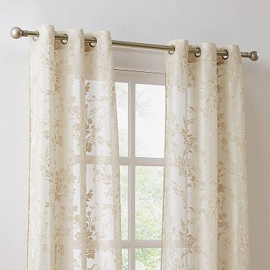 5th Avenue Lux Lark Burn Out Sheer 2 Window Curtain Panels