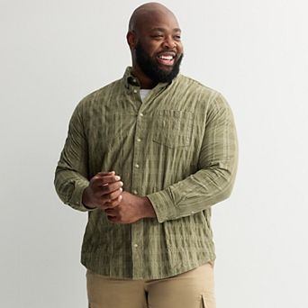 Big & Tall Sonoma Goods For Life® Long Sleeve Perfect Length Corduroy Button Down Shirt