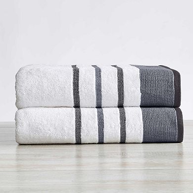 Madelinen® 2-Pack Cotton Striped Bath Sheet Set