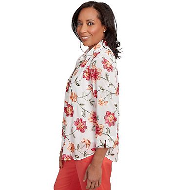 Petite Alfred Dunner Bright Floral Two-in-One Top with Necklace