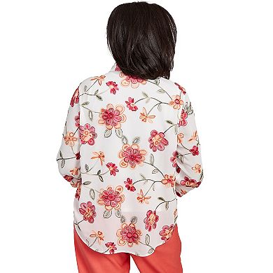 Petite Alfred Dunner Bright Floral Two-in-One Top with Necklace